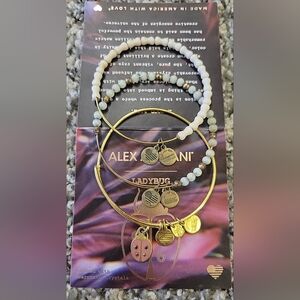Authentic Alex And Ani Ladybug Swarovski Crystals Luck Bracelet Bangle Set